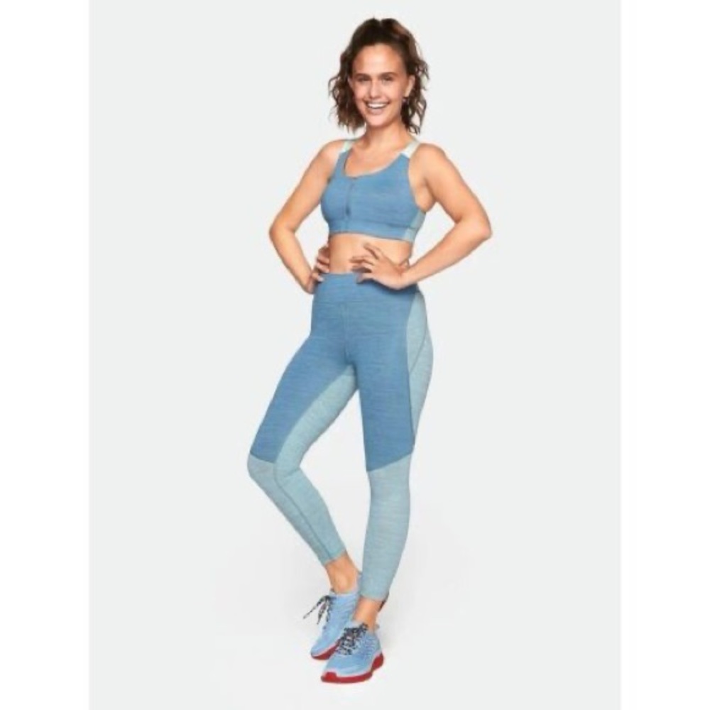 Outdoor Voices TechSweat 7/8 Tri-Tone Leggings Slate Provincial Blue Like NEW S